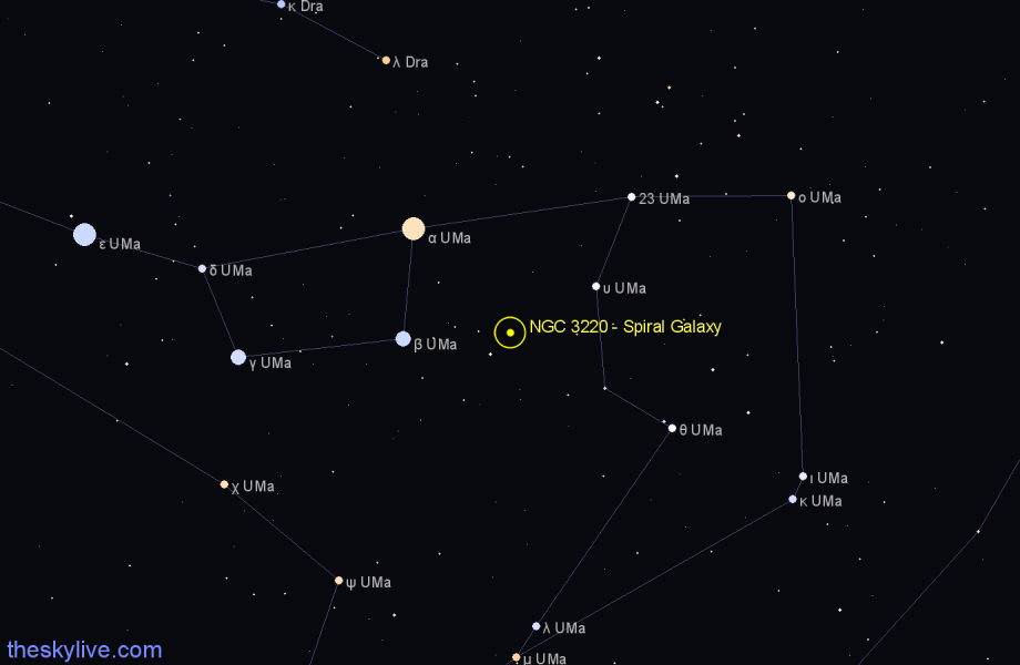 Finder chart NGC 3220 - Spiral Galaxy in Ursa Major star