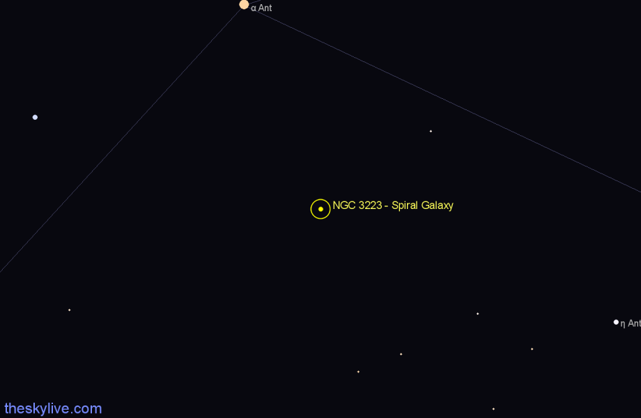 Finder chart NGC 3223 - Spiral Galaxy in Antlia star