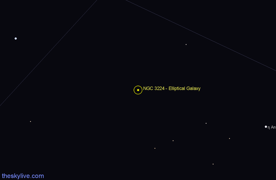 Finder chart NGC 3224 - Elliptical Galaxy in Antlia star