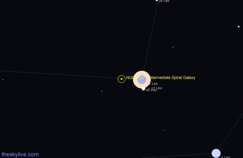 Finder chart NGC 3227 - Intermediate Spiral Galaxy in Leo star