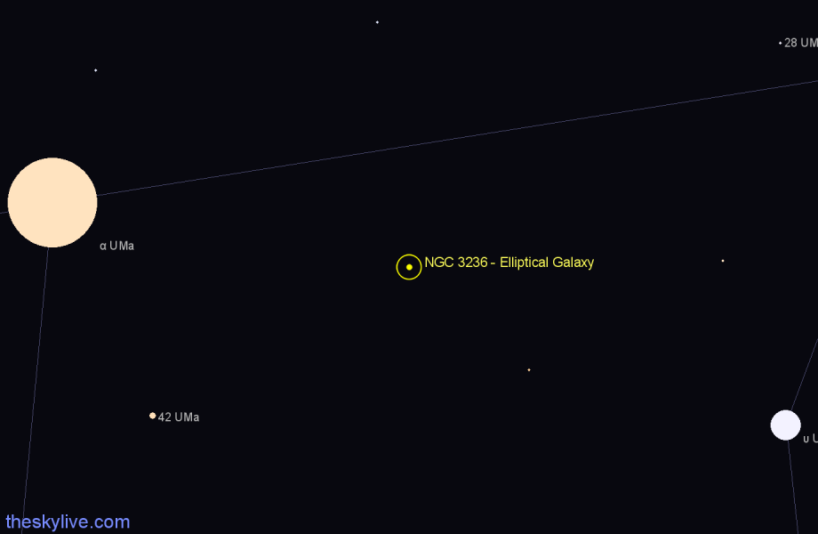 Finder chart NGC 3236 - Elliptical Galaxy in Ursa Major star