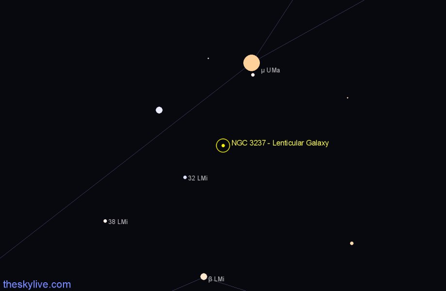 Finder chart NGC 3237 - Lenticular Galaxy in Ursa Major star