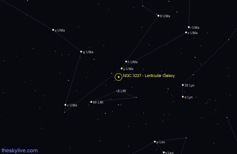 Finder chart NGC 3237 - Lenticular Galaxy in Ursa Major star