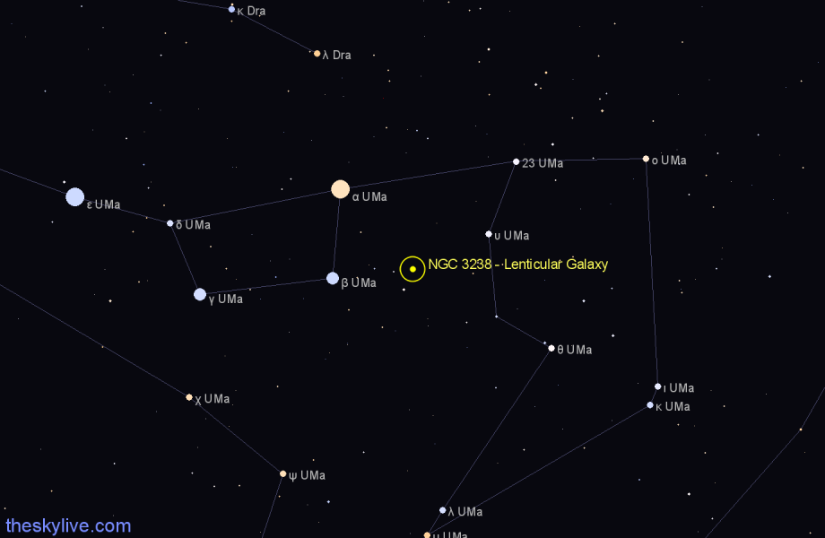 Finder chart NGC 3238 - Lenticular Galaxy in Ursa Major star