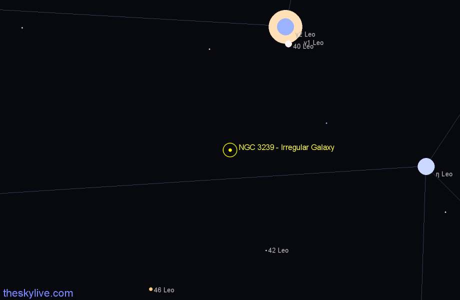 Finder chart NGC 3239 - Irregular Galaxy in Leo star