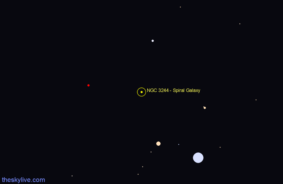 Finder chart NGC 3244 - Spiral Galaxy in Antlia star