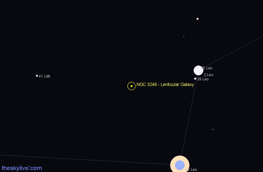 Finder chart NGC 3248 - Lenticular Galaxy in Leo star