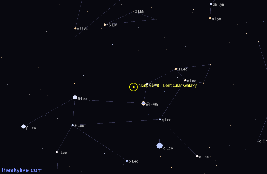 Finder chart NGC 3248 - Lenticular Galaxy in Leo star