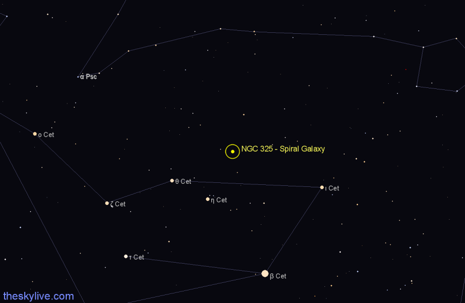 Finder chart NGC 325 - Spiral Galaxy in Cetus star