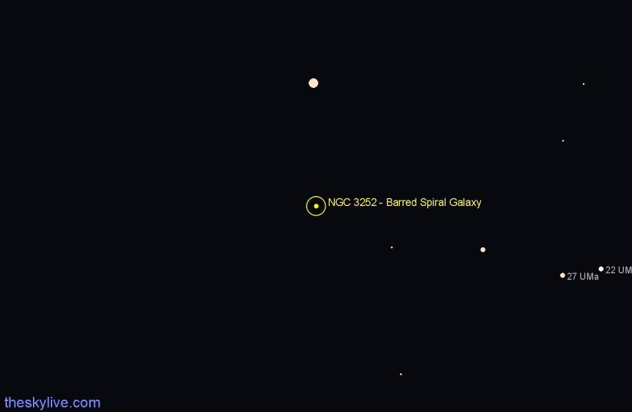 Finder chart NGC 3252 - Barred Spiral Galaxy in Draco star