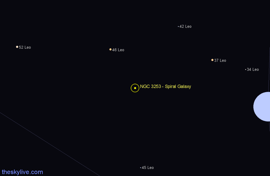 Finder chart NGC 3253 - Spiral Galaxy in Leo star