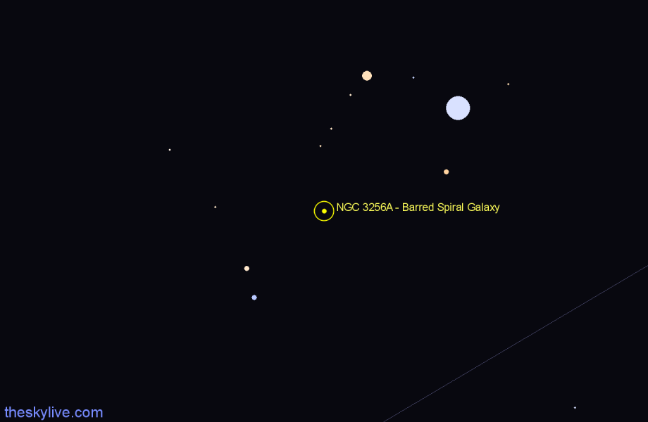 Finder chart NGC 3256A - Barred Spiral Galaxy in Vela star