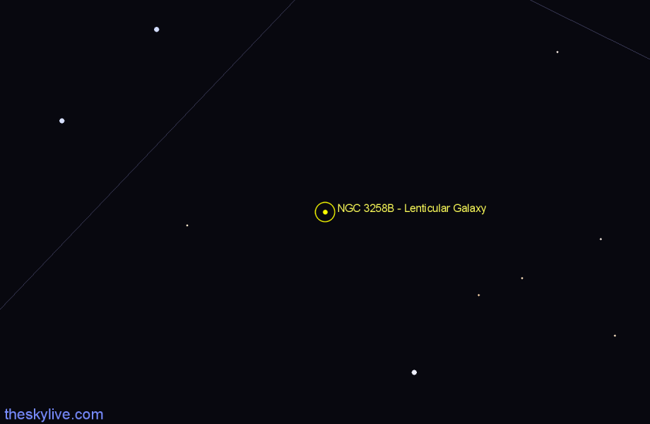 Finder chart NGC 3258B - Lenticular Galaxy in Antlia star