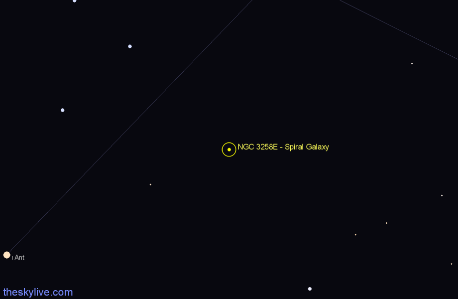 Finder chart NGC 3258E - Spiral Galaxy in Antlia star