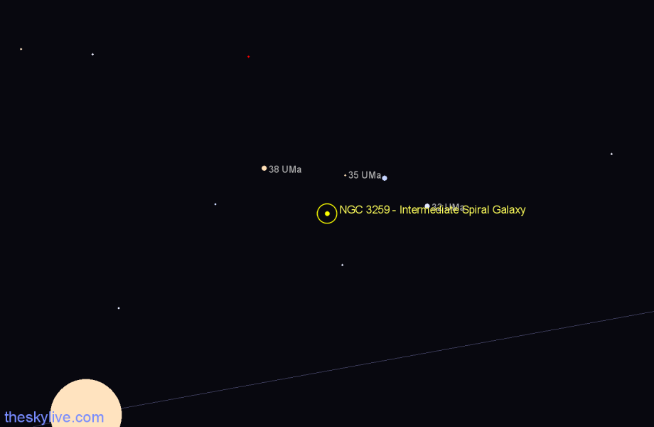 Finder chart NGC 3259 - Intermediate Spiral Galaxy in Ursa Major star