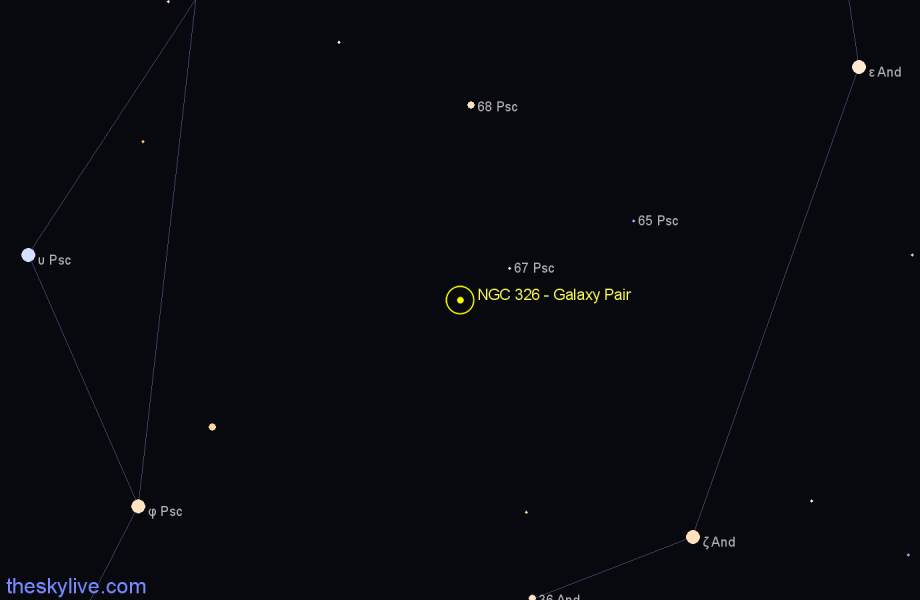 Finder chart NGC 326 - Galaxy Pair in Pisces star