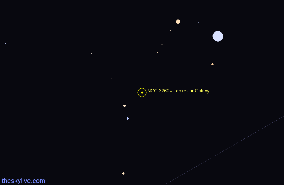 Finder chart NGC 3262 - Lenticular Galaxy in Vela star