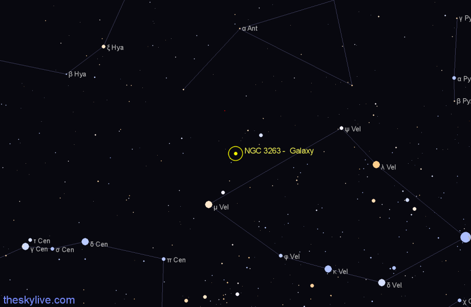 Finder chart NGC 3263 -  Galaxy in Vela star