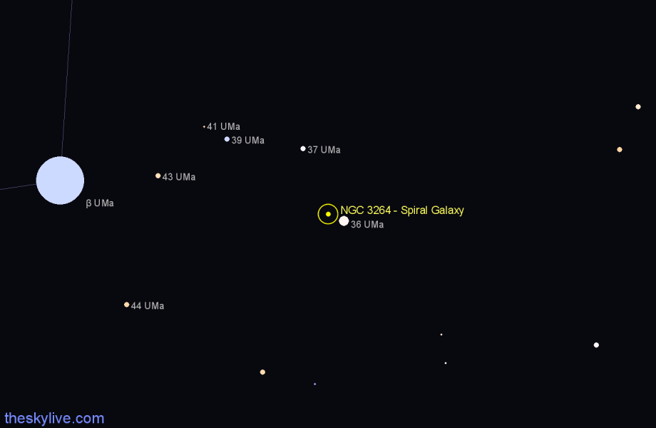 Finder chart NGC 3264 - Spiral Galaxy in Ursa Major star