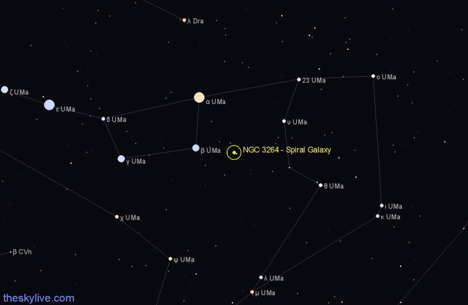 Finder chart NGC 3264 - Spiral Galaxy in Ursa Major star