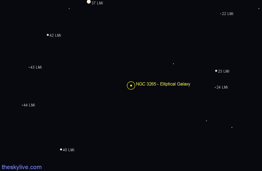 Finder chart NGC 3265 - Elliptical Galaxy in Leo Minor star