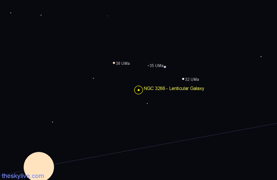 Finder chart NGC 3266 - Lenticular Galaxy in Ursa Major star