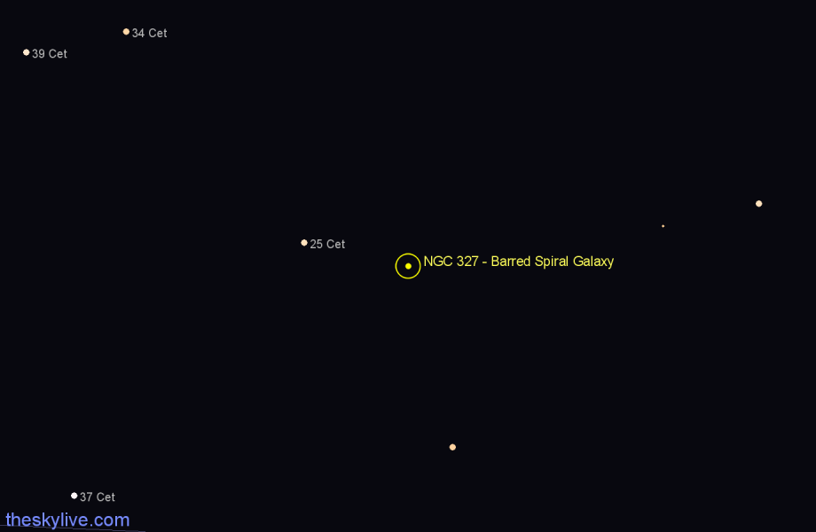 Finder chart NGC 327 - Barred Spiral Galaxy in Cetus star