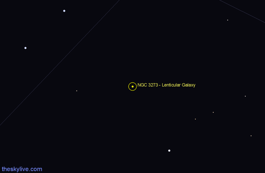Finder chart NGC 3273 - Lenticular Galaxy in Antlia star