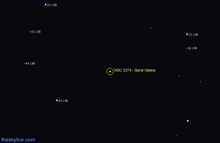 Finder chart NGC 3274 - Spiral Galaxy in Leo star
