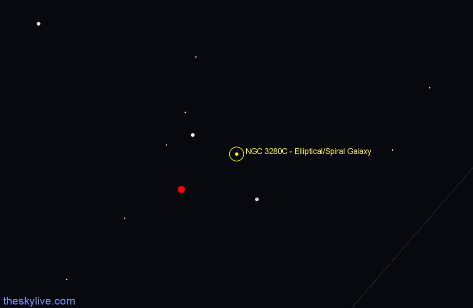 Finder chart NGC 3280C - Elliptical/Spiral Galaxy in Hydra star