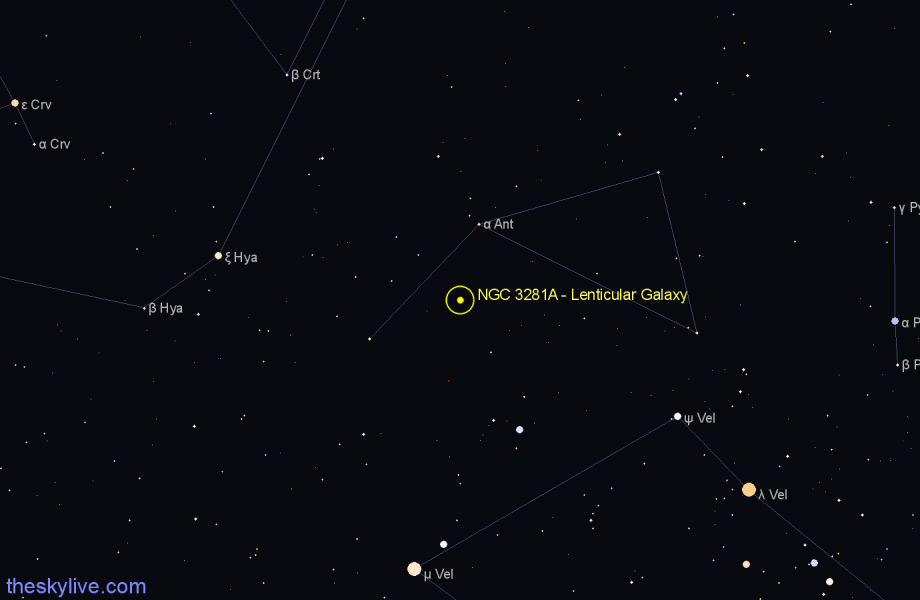 Finder chart NGC 3281A - Lenticular Galaxy in Antlia star
