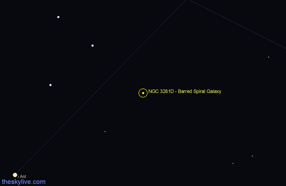 Finder chart NGC 3281D - Barred Spiral Galaxy in Antlia star