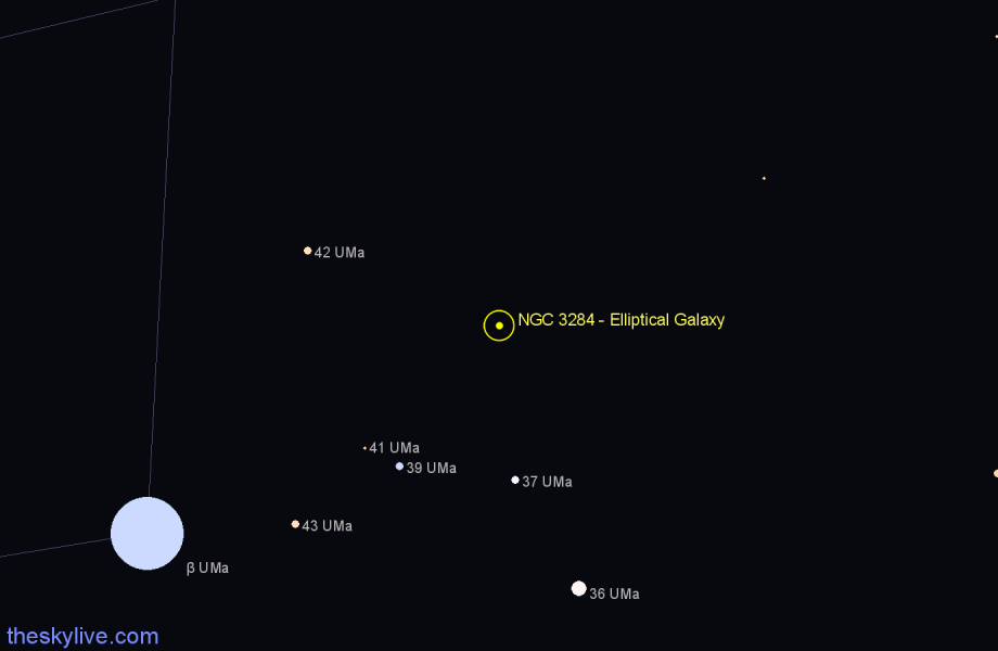 Finder chart NGC 3284 - Elliptical Galaxy in Ursa Major star