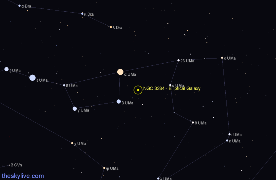 Finder chart NGC 3284 - Elliptical Galaxy in Ursa Major star