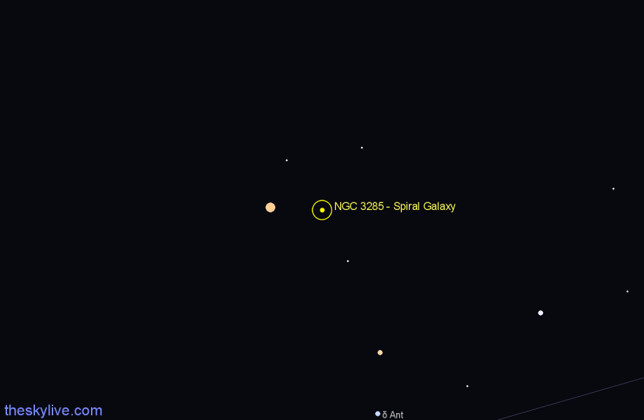 Finder chart NGC 3285 - Spiral Galaxy in Hydra star