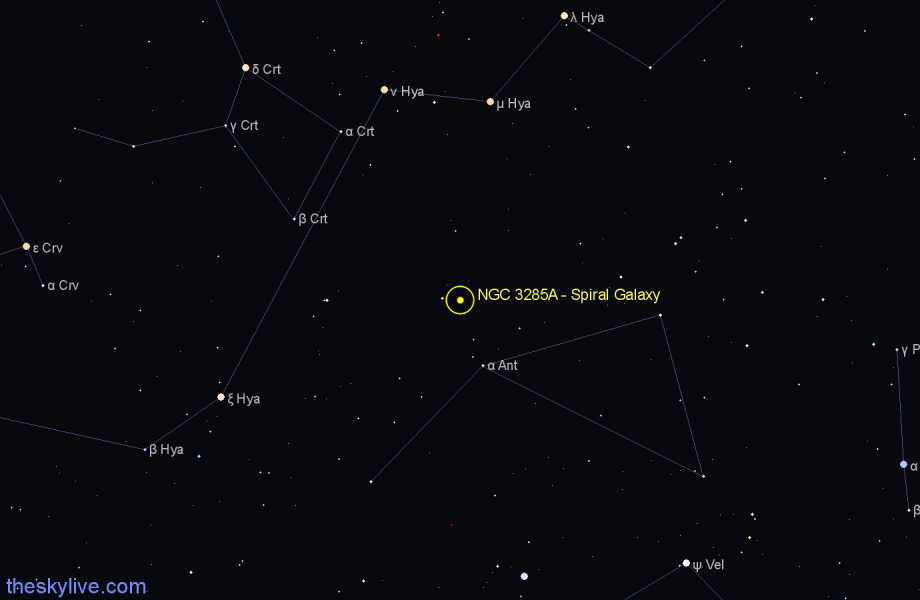 Finder chart NGC 3285A - Spiral Galaxy in Hydra star