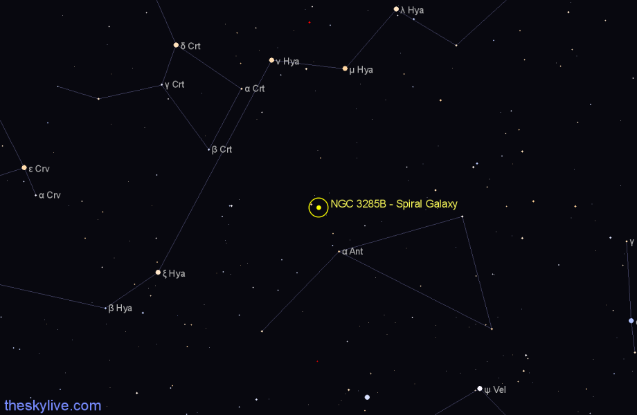 Finder chart NGC 3285B - Spiral Galaxy in Hydra star