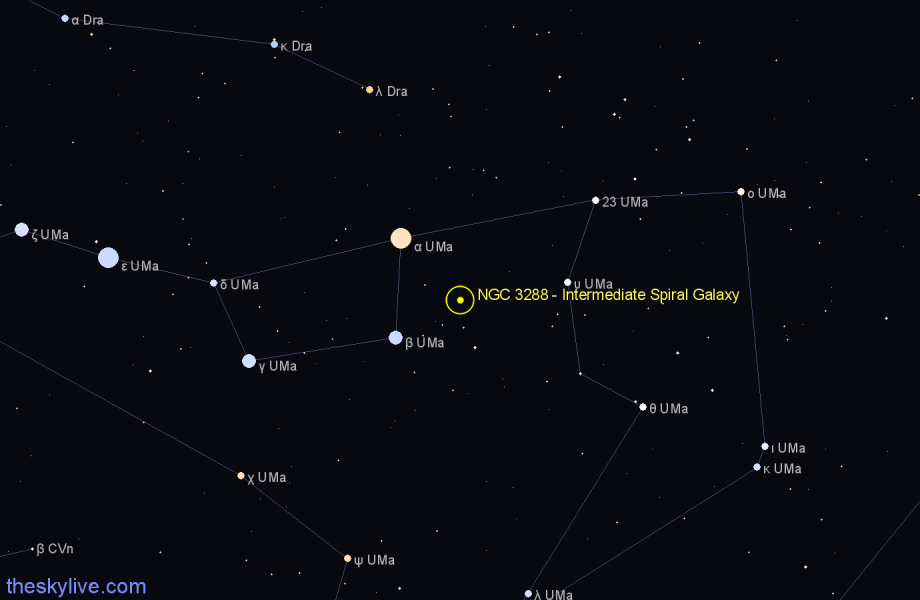 Finder chart NGC 3288 - Intermediate Spiral Galaxy in Ursa Major star