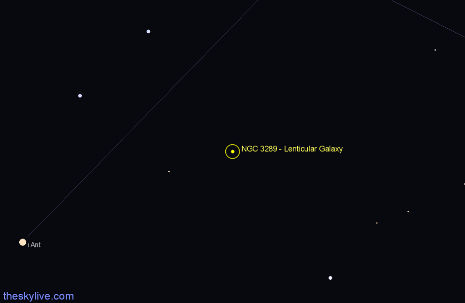 Finder chart NGC 3289 - Lenticular Galaxy in Antlia star