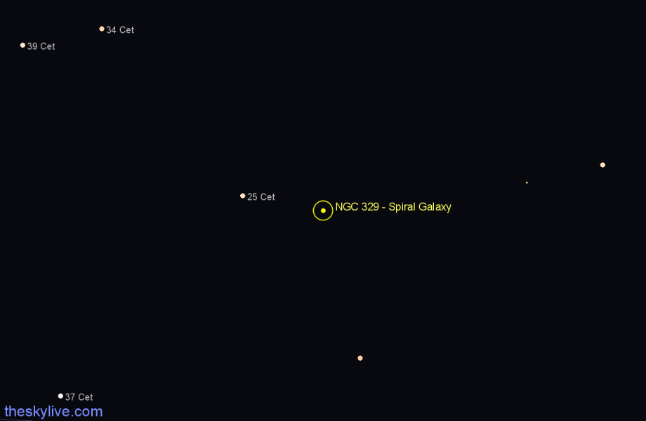 Finder chart NGC 329 - Spiral Galaxy in Cetus star