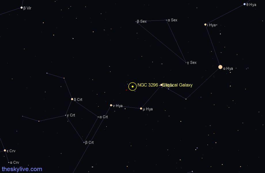 Finder chart NGC 3296 - Elliptical Galaxy in Hydra star