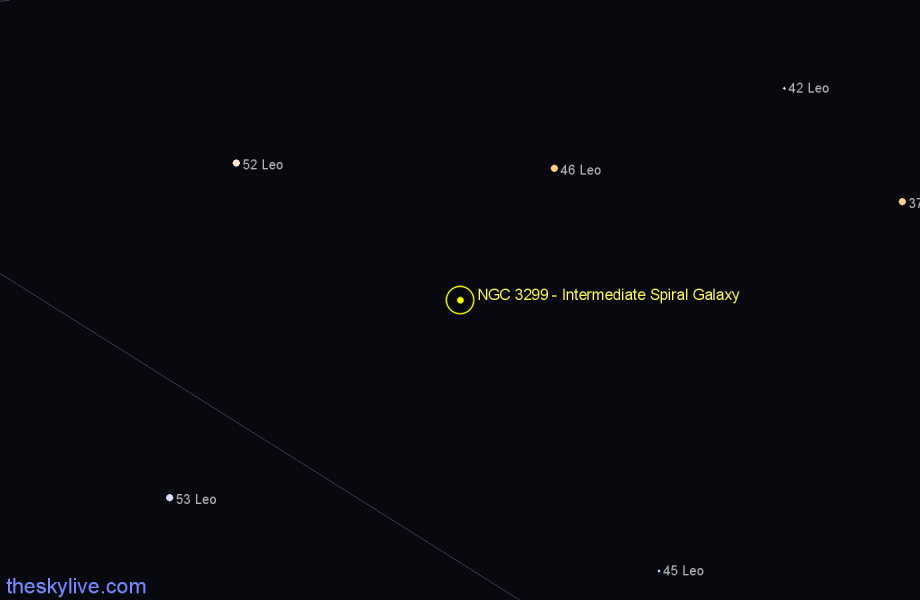 Finder chart NGC 3299 - Intermediate Spiral Galaxy in Leo star