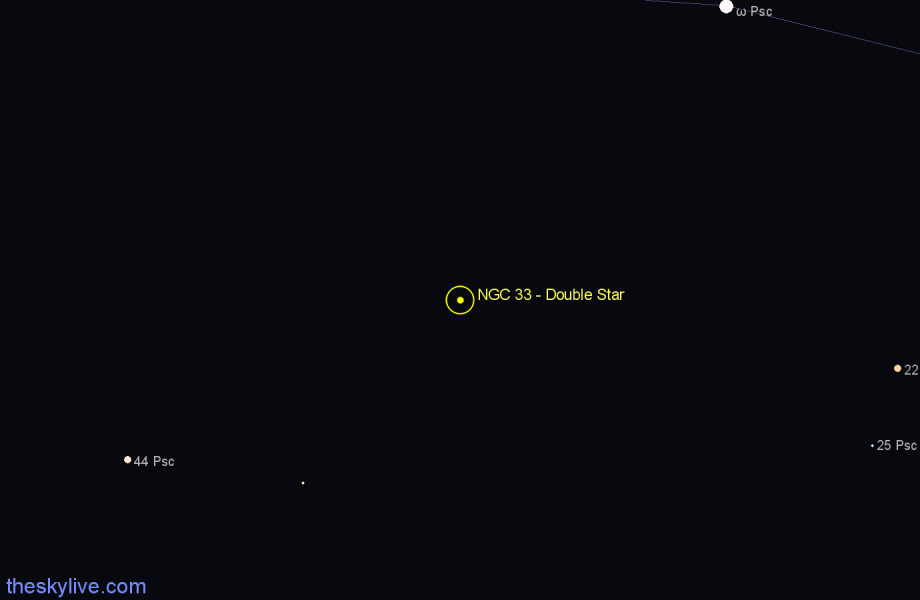 Finder chart NGC 33 - Double Star in Pisces star