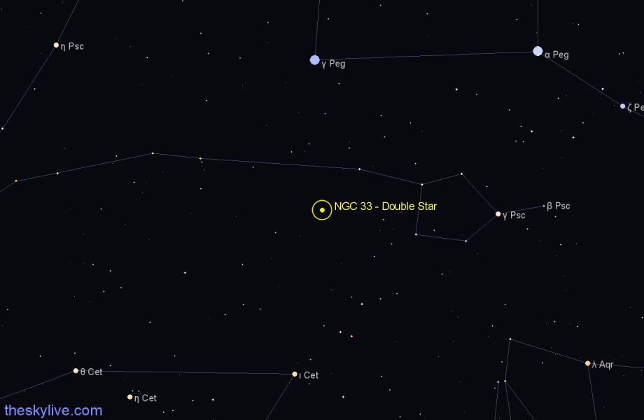 Finder chart NGC 33 - Double Star in Pisces star