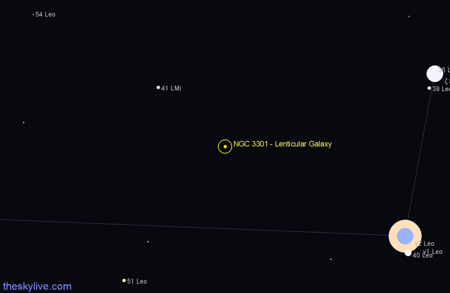 Finder chart NGC 3301 - Lenticular Galaxy in Leo star