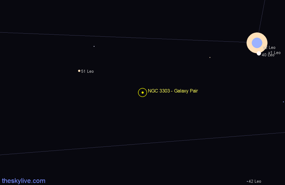 Finder chart NGC 3303 - Galaxy Pair in Leo star