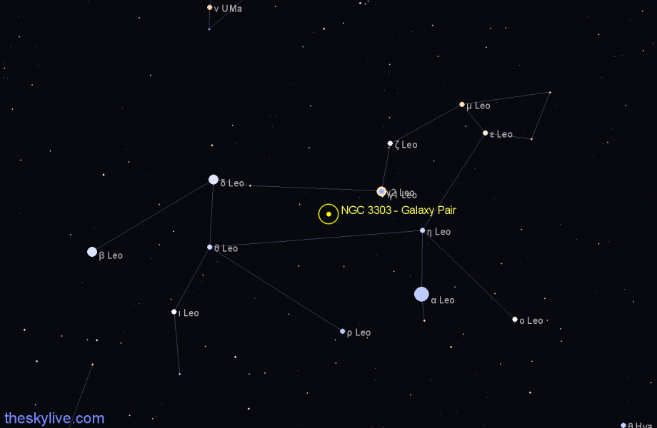 Finder chart NGC 3303 - Galaxy Pair in Leo star