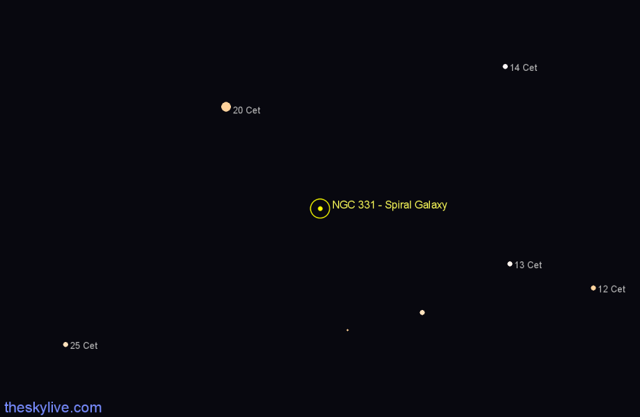 Finder chart NGC 331 - Spiral Galaxy in Cetus star