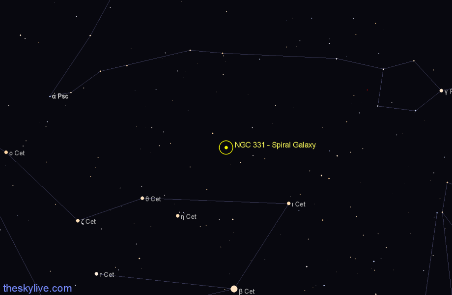 Finder chart NGC 331 - Spiral Galaxy in Cetus star