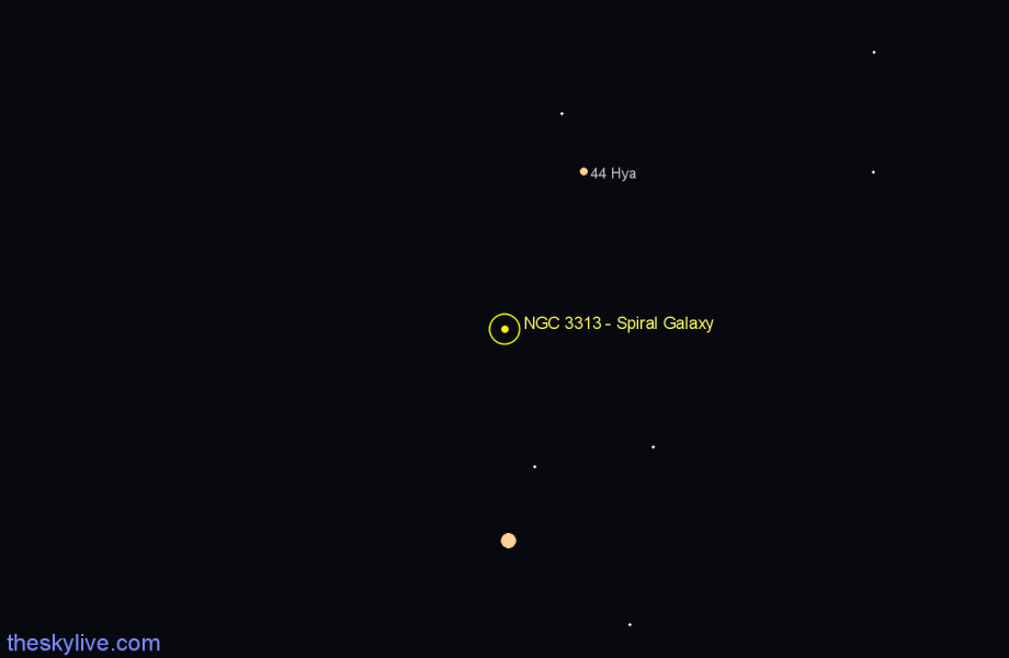 Finder chart NGC 3313 - Spiral Galaxy in Hydra star